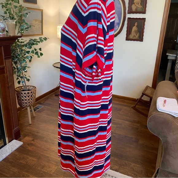 Dressbarn • Comfy Red White Blue Striped Tie-Sleeve Midi Dress • Plus 2X • NWT - Picture 4 of 7